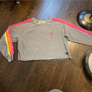 Aviator nation bolt cropped classic crew sweatshirt grey.